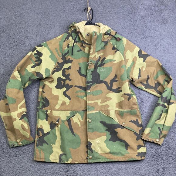 Vintage Cabela's Jacket Mens Medium Camo Gore-Tex Hooded Waterproof USA 90s - Picture 1 of 16
